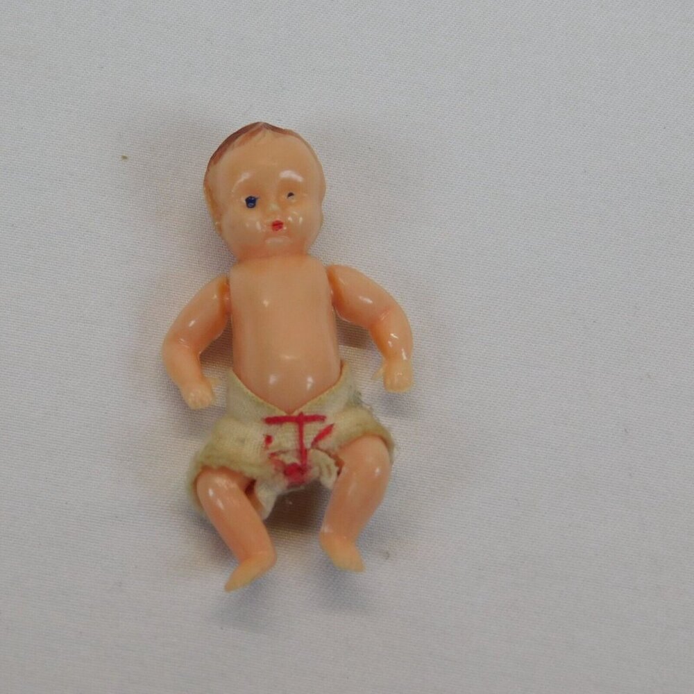 Lot of 3 Creepy Miniature Babydolls Dollhouse Size 1 Articulated Jointed Tiny - Picture 4 of 9